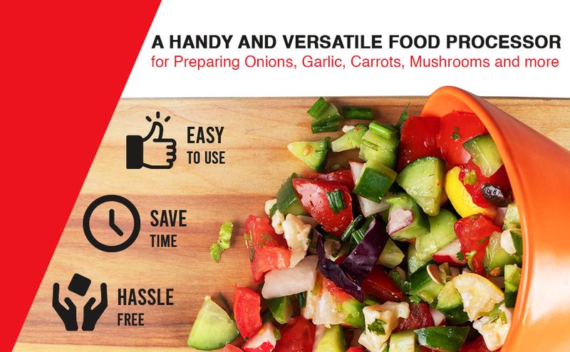 Kuhn Rikon Pull Chop Chopper Manual Food Processor with Cord for Chopping Fruits Vegetables Nuts & More | Sharp Blades Durable ABS Plastic Kitchen Utensil