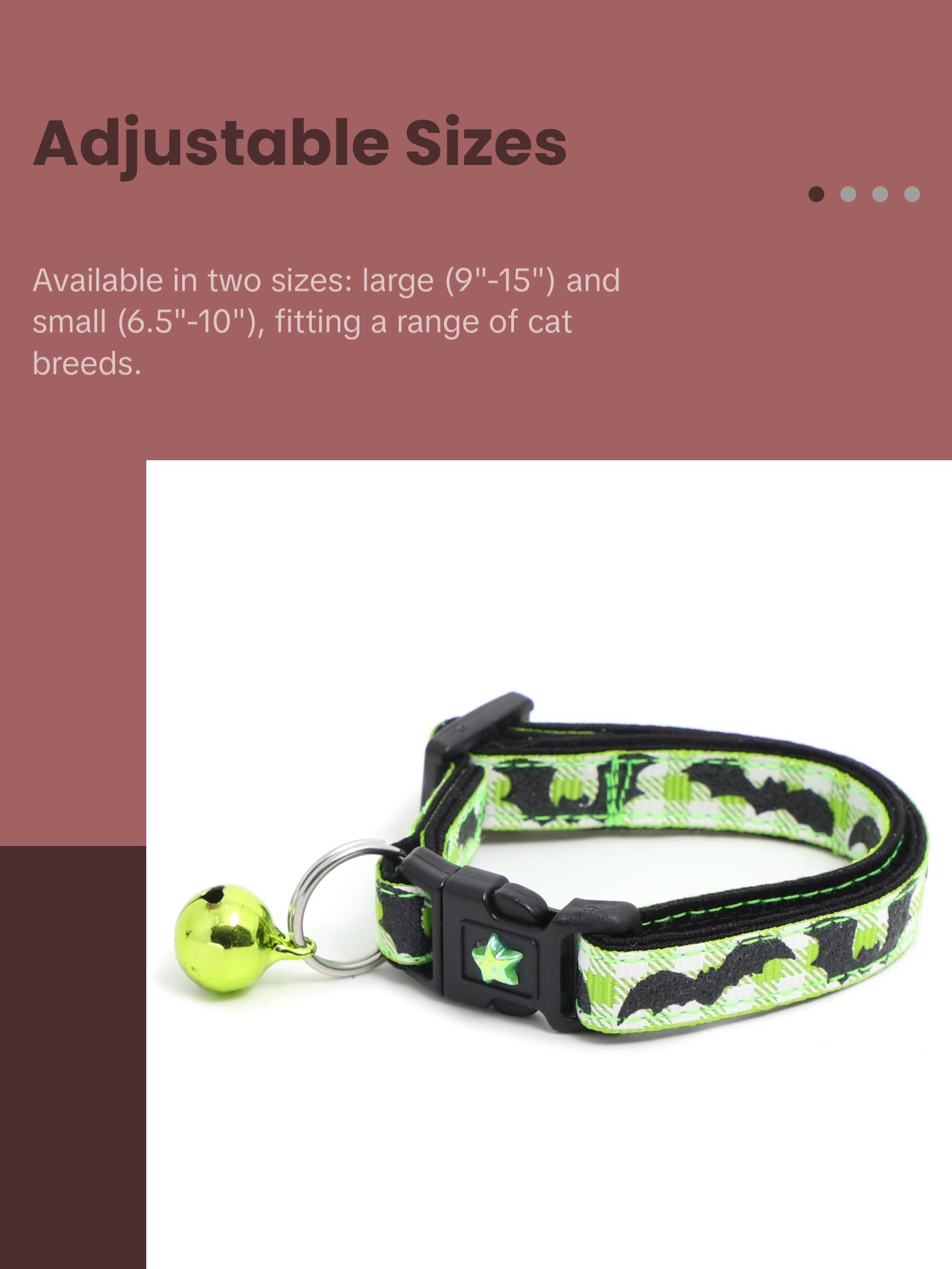 Halloween Breakaway Safety Cat Collar Glitter Bats on Plaid with Matching Jingle Bell & Charm by Pugs2Persians