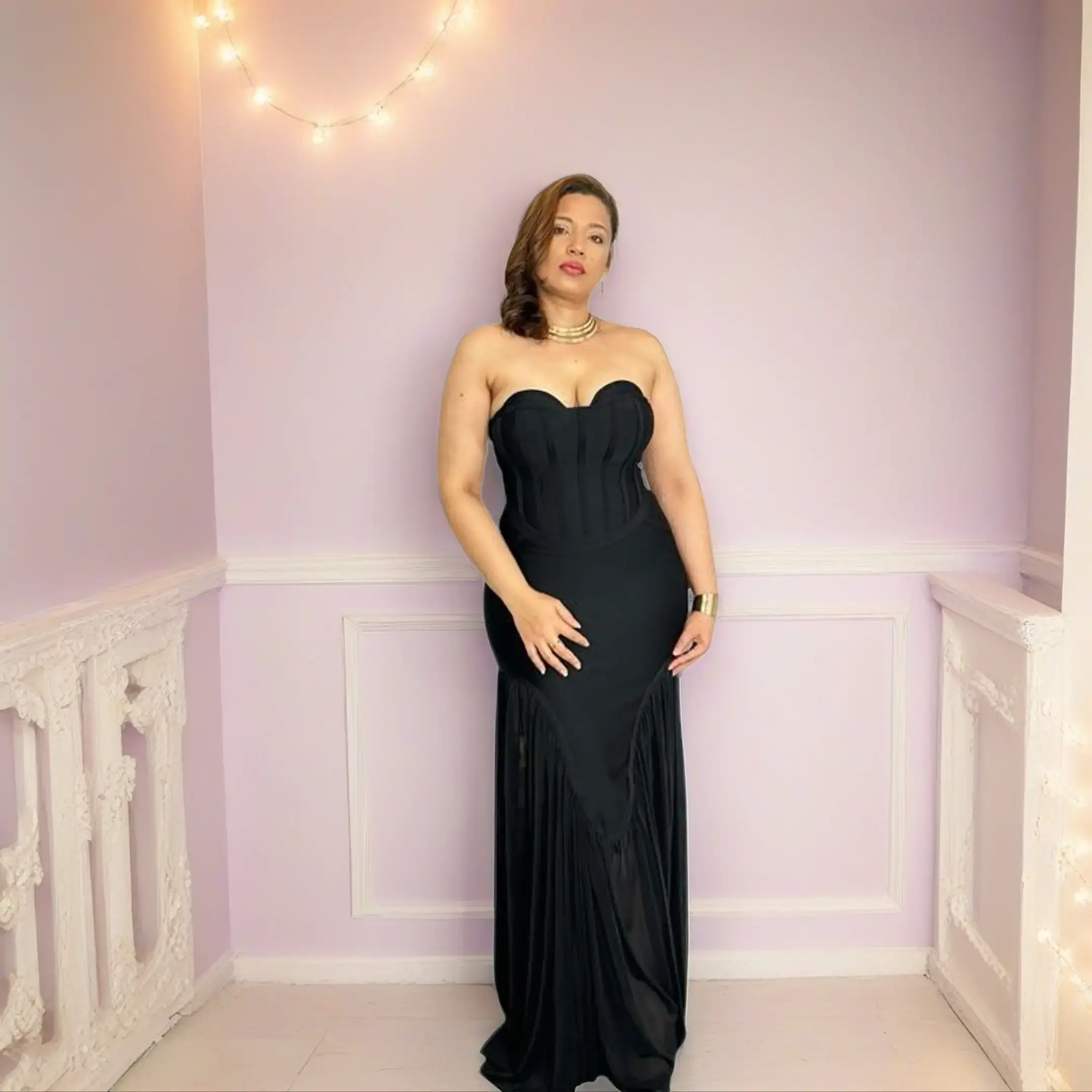 elegant black strapless dress Strapless Black Prom Dress with Leg Slit, Strapless Black Long Formal –  jbydress