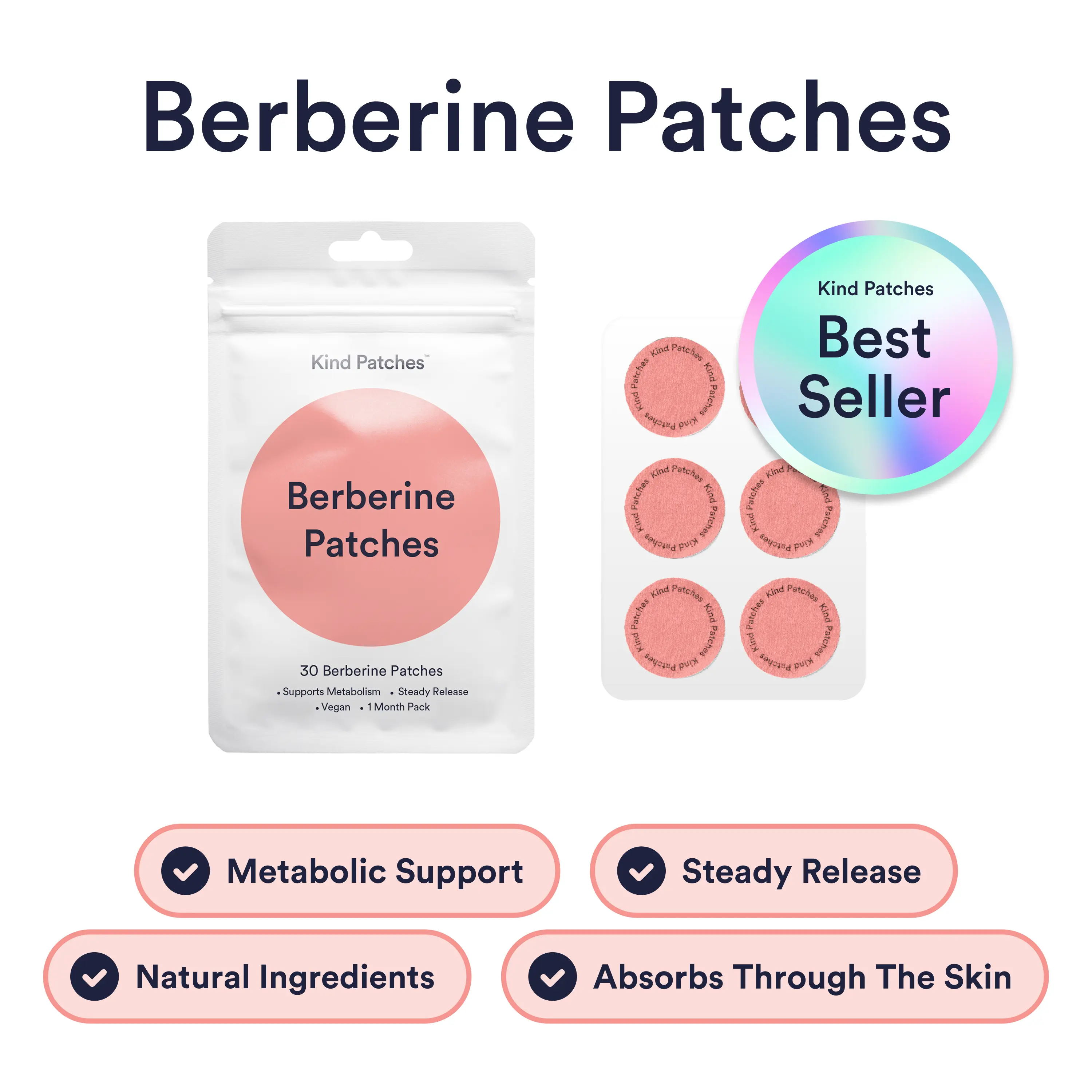 Kind Patches, 30-Day Berberine Patches, Berberine, Support Metabolism, Cinnamon Extract, 1 Month Supply Kind Patches, 30-Day Berberine Patches, Berberine, Support Metabolism, Cinnamon Extract, 1 Month Supply