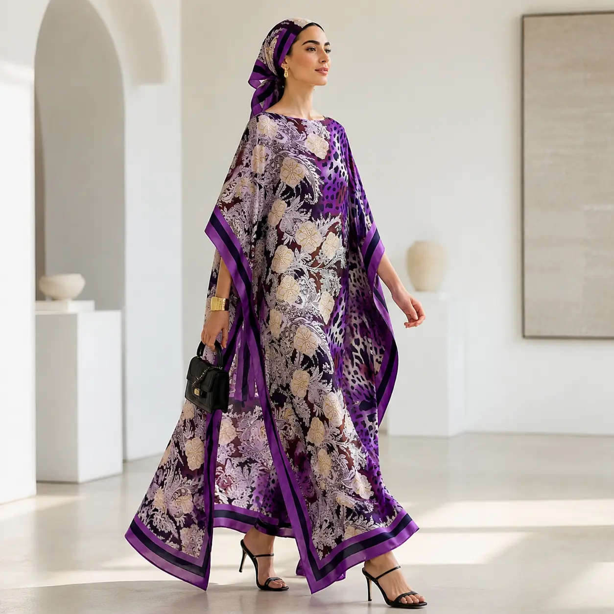 Women's Bohemian Floral Print 2-Piece Dress & Shawl Set - Casual Women's Clothes with Elegance Accessories for Beach Vacation, Everyday Wear, Bohemian Dresses, Boho Beach Outfits, 2 Pcs Set, Female, Holiday, All Seasons, Fashion, Vibe, 2 Piece Sets