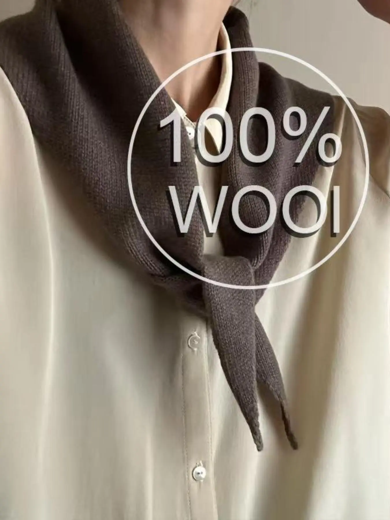Women's Winter Scarf, 100% Wool Triangle Shawl Neck Wrap, Casual Fashionable Hijab Accessory, Perfect Gift for Christmas & New Year
