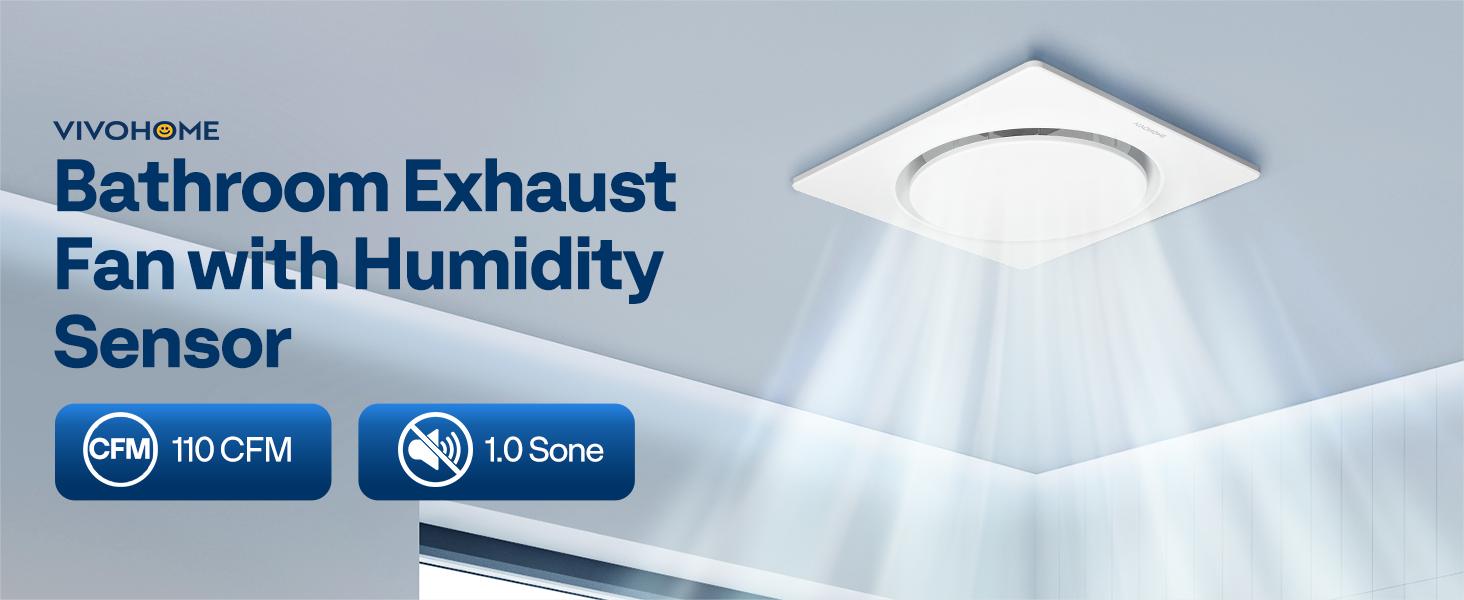 VIVOHOME Bathroom Exhaust Fan with Light, Ceiling Ventilation Fan, 3-Color Adjustable LED (3000K/4500K/6500K), 4" Duct Mount for Shower & Home Use