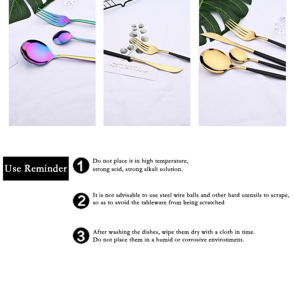 24pcs Black Western Dinnerware Set Stainless Steel Cutlery Set Fork Knife Spoon Tableware Set Flatware Set Silverware Set