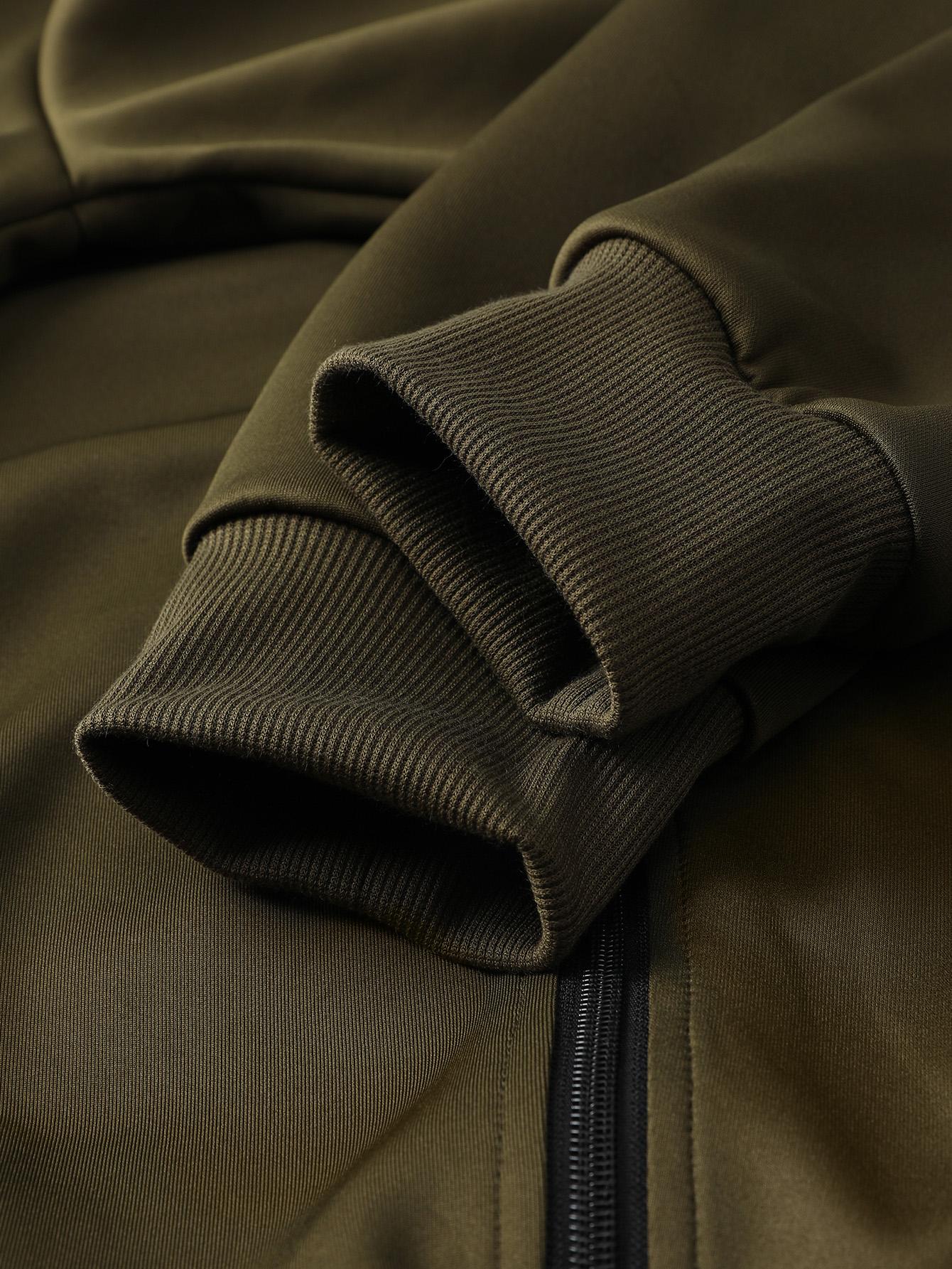 Men's Paris letter pattern colorful striped print bomber jacket with elastic waistband jogger pants two-piece set suitable for spring and autumn casual outdoor daily wear