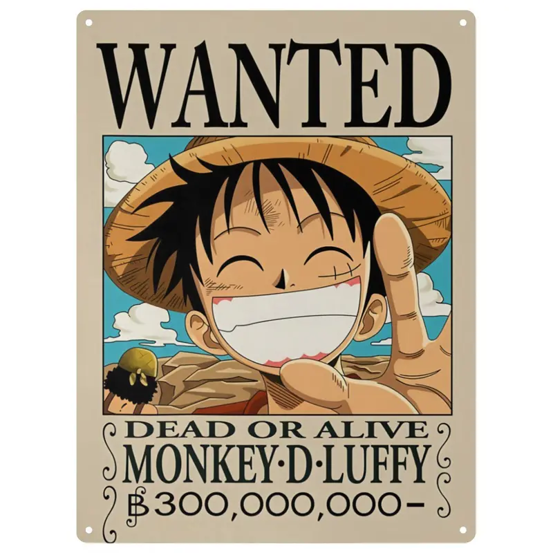 One Piece Metal Tin Signs, Retro Anime Tin Plaque, Home Bar Man Cave Wall Decor, Vintage Metal Sign for Indoor Outdoor Patio Backyard, Gift for Anime Lovers