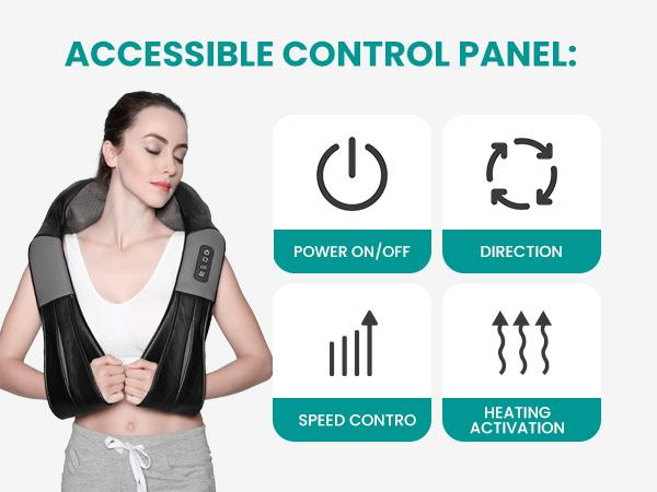 Nekteck Shiatsu Neck & Back Massager with Soothing Heat Electric Deep Tissue 3D Kneading Massage Pillow for Shoulder Leg Body Muscle Pain Relief 8 Soft Springy Massage Heads with Built-in Heating Function