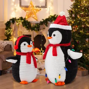Christmas Penguin Outdoor Courtyard Decor – Festive Plush Penguin Set with Lights, Ideal for Holiday Yard & Garden Decoration
