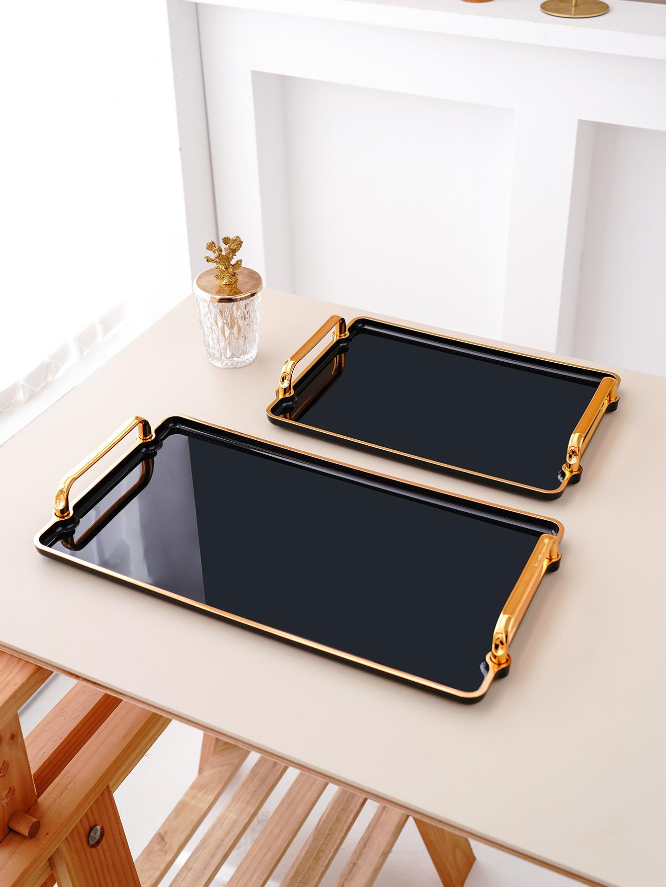 Black Acrylic Serving Tray - Rectangular, Perfect for Kitchen Use, Wedding & Party Decor, Tea Party Setup & Home Display