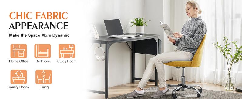 Office Chair, Modern Fabric Desk Chair with Wheels, Space-Saving Swivel Seating, Adjustable Comfort Computer Vanity Chair