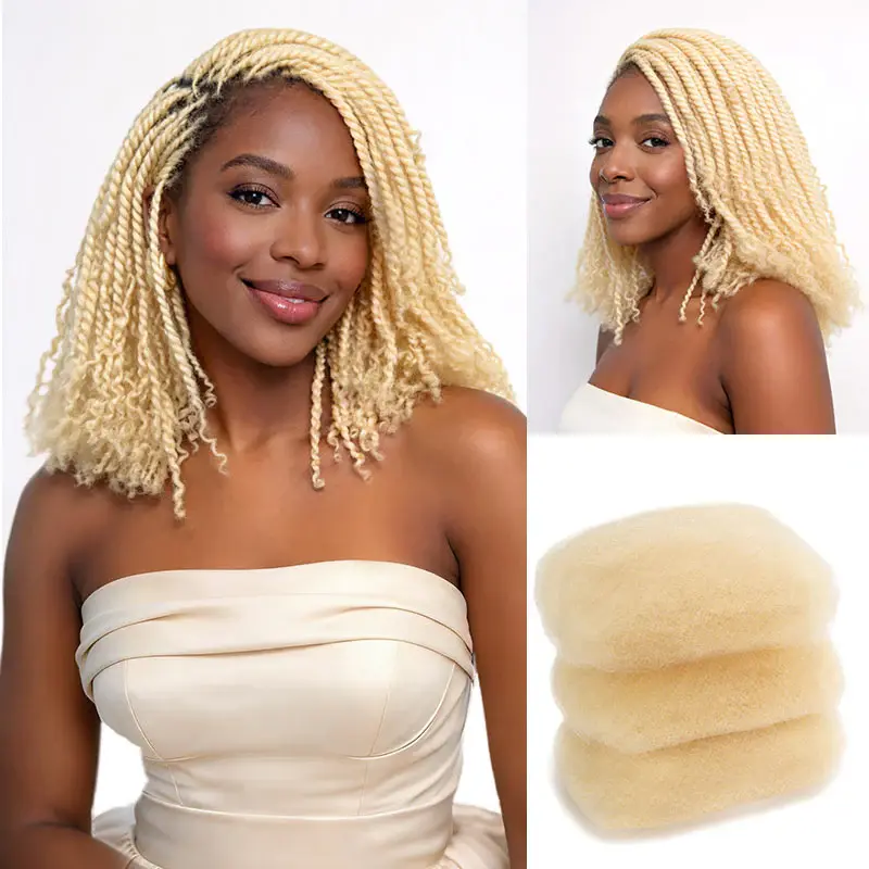 QVR #613 Blonde Afro Kinky Bulk Human Hair, Fluffy Extensions for Professional Braids and Twists, Fluffy Afro Kinky, Hair Braids, Human Hair Braids, Blonde Hair Extensions