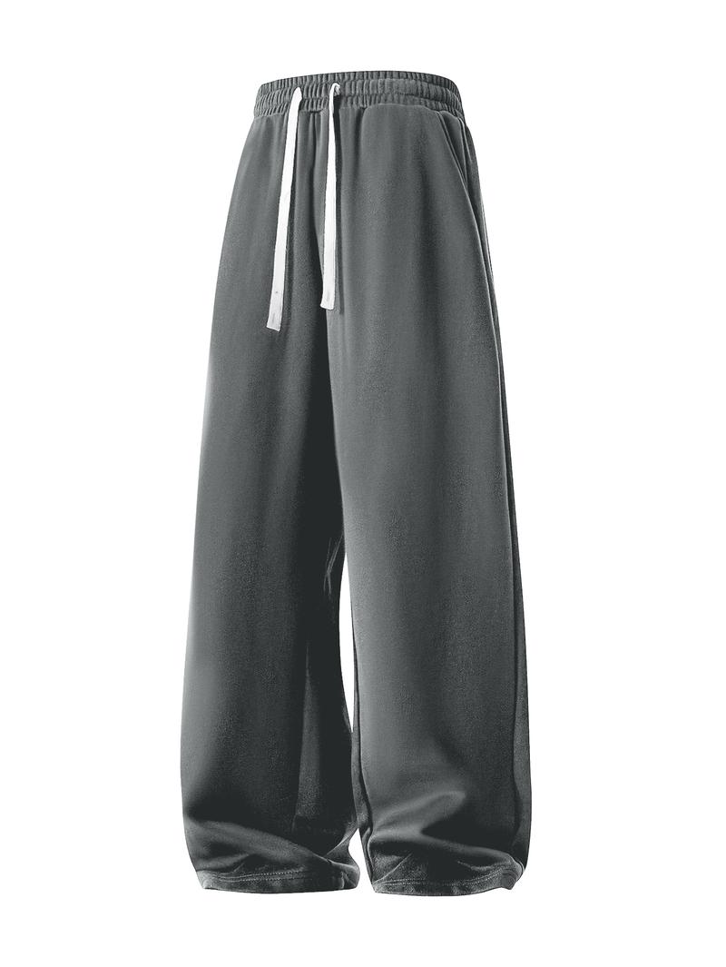 Simple Style Drawstring Casual Pants, Breathable Fabric, Straight Trouser Legs, Comfortable and Loose, Suitable for Outdoor Sports and Fitness or Home Wear in Spring, Summer, and Autumn