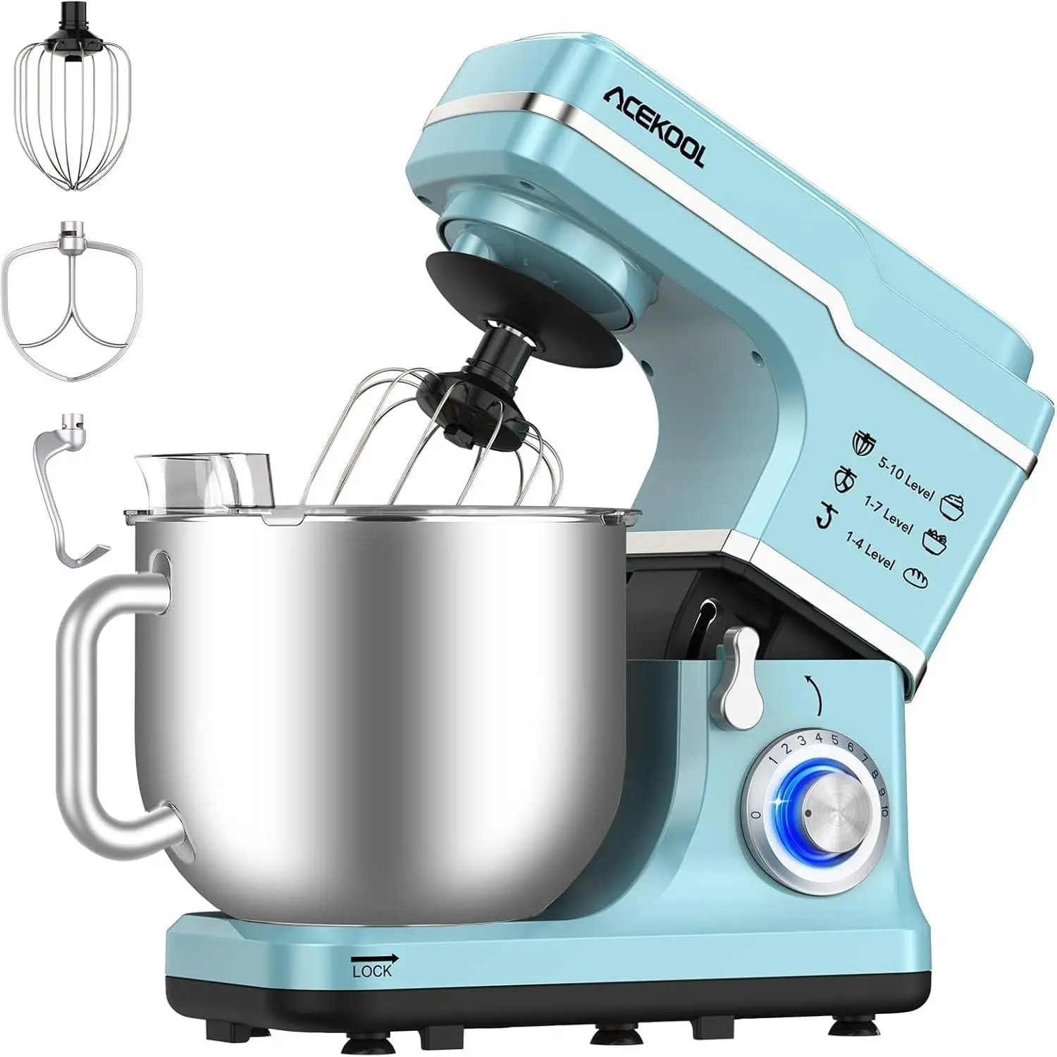660W Professional Stand Mixer, 7.5L Stainless Steel Bowl, 10 Speed Control with Tilt-Head Design, Includes Dough Hook, Whisk and Splash Guard, Electric Kitchen Mixer for Baking Cakes, Breads & Cookies