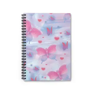 Pink Butterfly Pattern Spiral Notebook | Ruled Journal