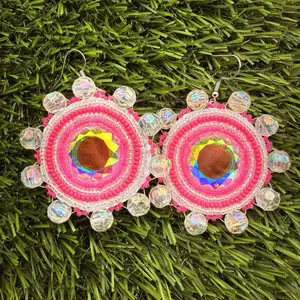 Native Made pink sparkle beaded earrings