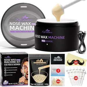 Nose Wax Kit Lifestance Smart-Temp USB – 120g Gentle Wax + 48 Applicators, One-Key Heating for Home & Travel
