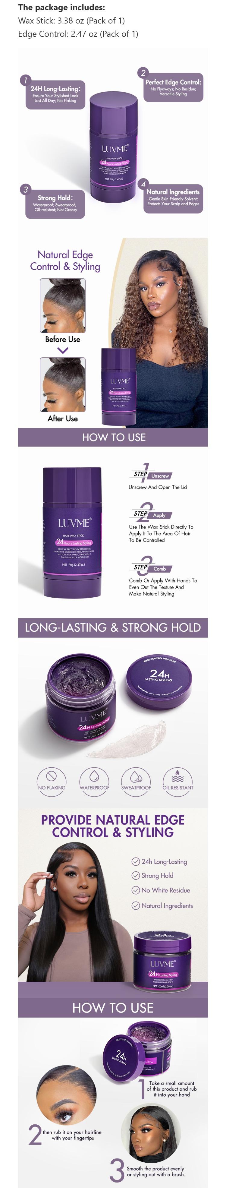 [LIVE ONLY FREE GIFT] Hair Wax Stick 24 Hours Lasting for Flyaways, Edge Control, Baby Hair, Non-greasy Styling Gel Haircare