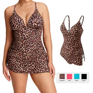 Lilylove Convertible Ruched Smart Sculpt Swimdress Tummy Tucking Slimming Swimsuit Sculpting Snatched Waistline Swimwear Bathing Suits Women's Clothing Sport Swimming Beach Swimoutfit