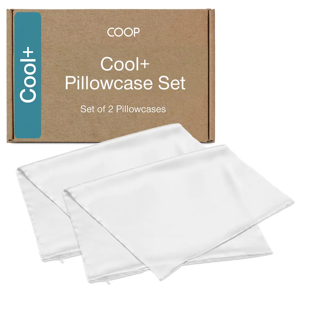 Coop Home Goods Cool+ 2-Pack Pillowcase Set - Luxurious Beddings, Quick-Drying, Cooling for Hot Sleepers, Wrinkle-Resistant, Breathable Silky-Soft Spa Fabric, Shrink-Resistant, Machine Washable Queen/King White/Dove Grey Bed Accessories