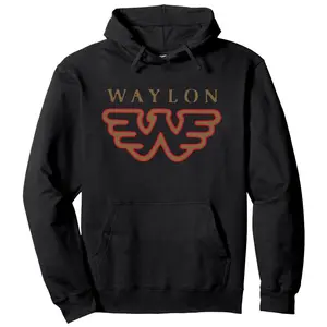 Waylon Jennings Official Merchandise Hoodie – Flying W Logo Pullover, Unisex Retro Country Music Sweatshirt, Casual Streetwear, Sizes S-3XL, Perfect Gift for Fans