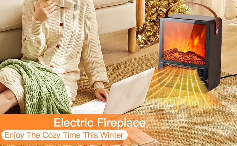 [3s-fast heating] - Portable Mini Space Heater, Electric Heater for Home with Thermostat, 1-12H Timer, Eco Mode and Fan Mode, 1500W PTC Ceramic Fast Safety Energy Efficient Heater for Office Bedroom