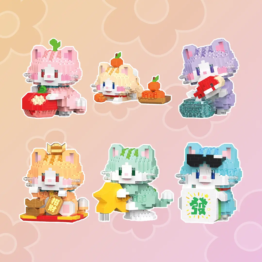 Lucky Cat Picky Pad Fidget Toy, DIY Micro Building Blocks Kit - Not for Small Children