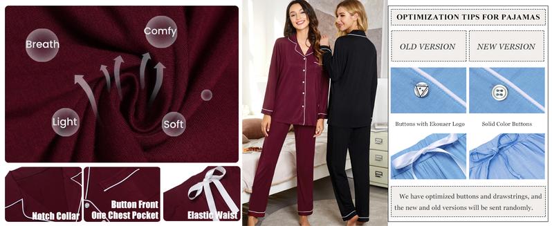 EKOUAER Women'S Long Sleeved  Soft Casual Set S-Xxl, Cute, Elastic, Comfortable Clothes