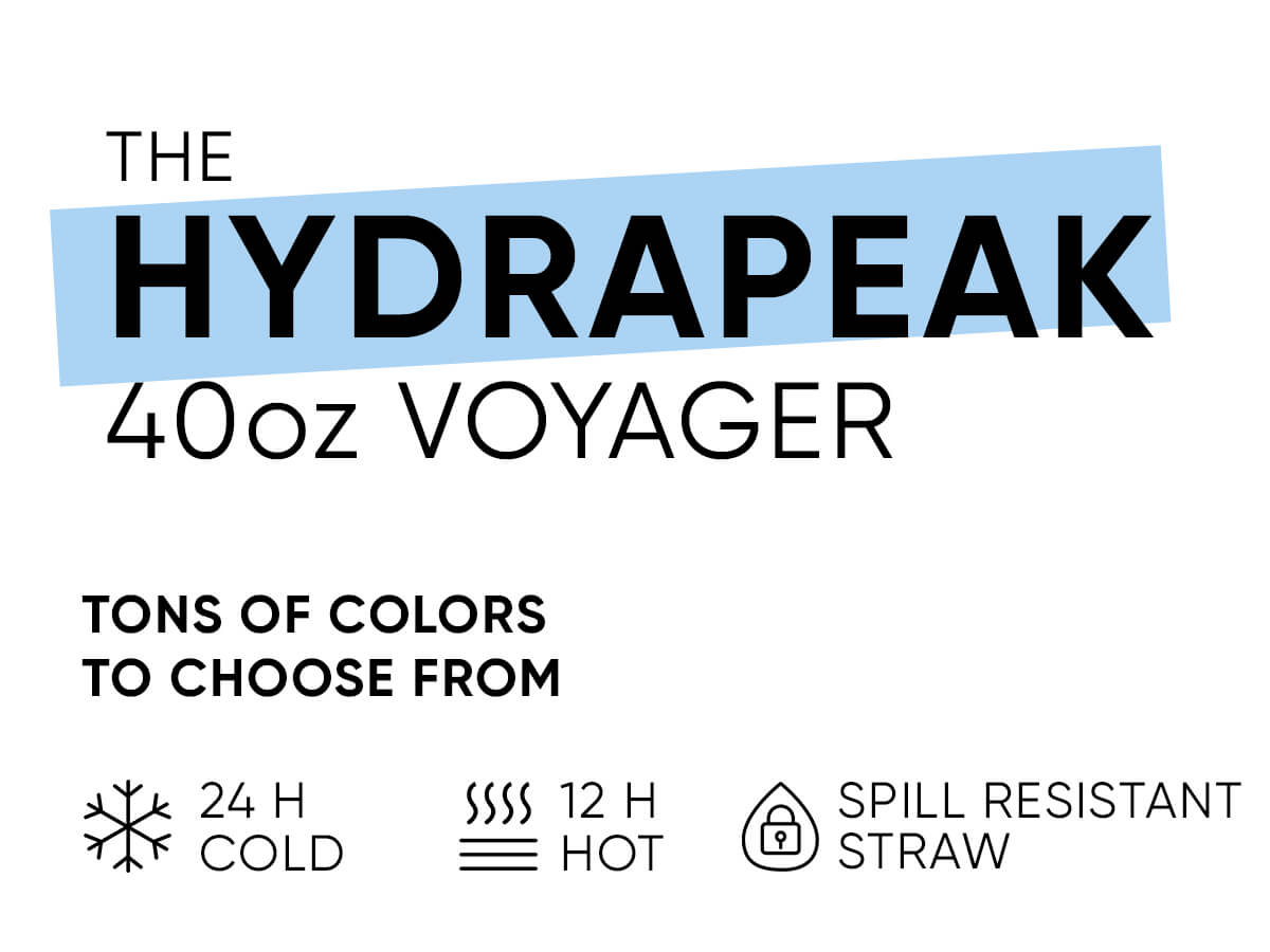 HYDRAPEAK Voyager 40oz Stainless Steel Tumbler with Handle, Insulated Water Bottle with Straw & Lid, Reusable Travel Mug Flask - Containers