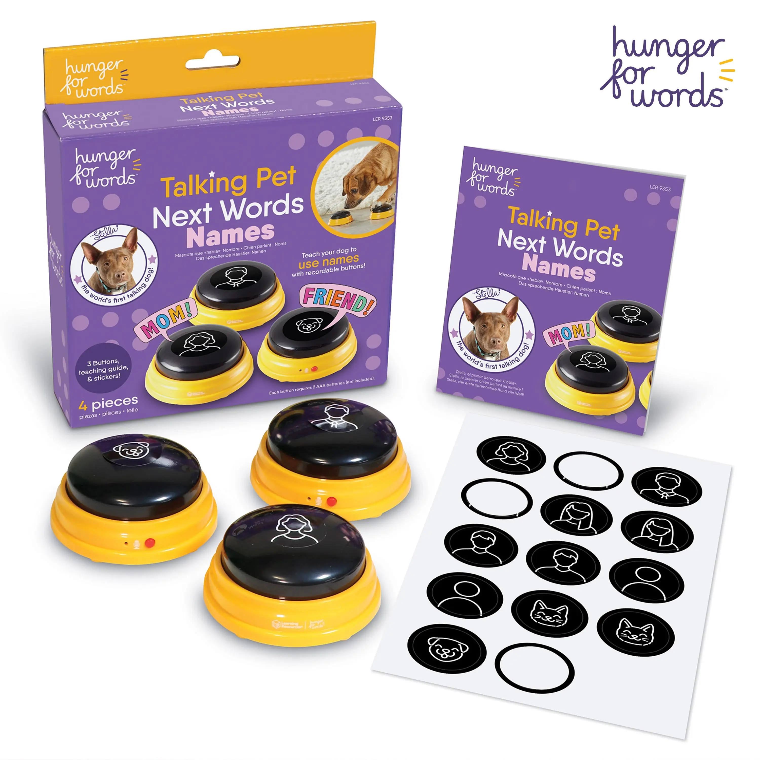 Brightkins Talking Pet Buttons – Names Series for Dog Communication Training, 3/4/6 Buttons