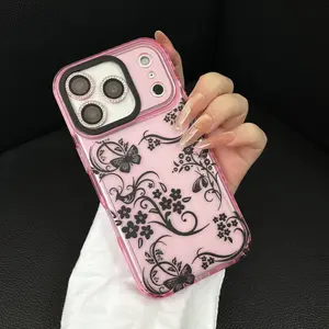 Elegant and stylish phone case with floral pattern design, compatible with iPhone 17/16/15 Pro Max and iPhone 14/13/12 Plus. Shockproof and impact-resistant protective case. iPhone 16/15 Plus case and iPhone 17 Pro Max.