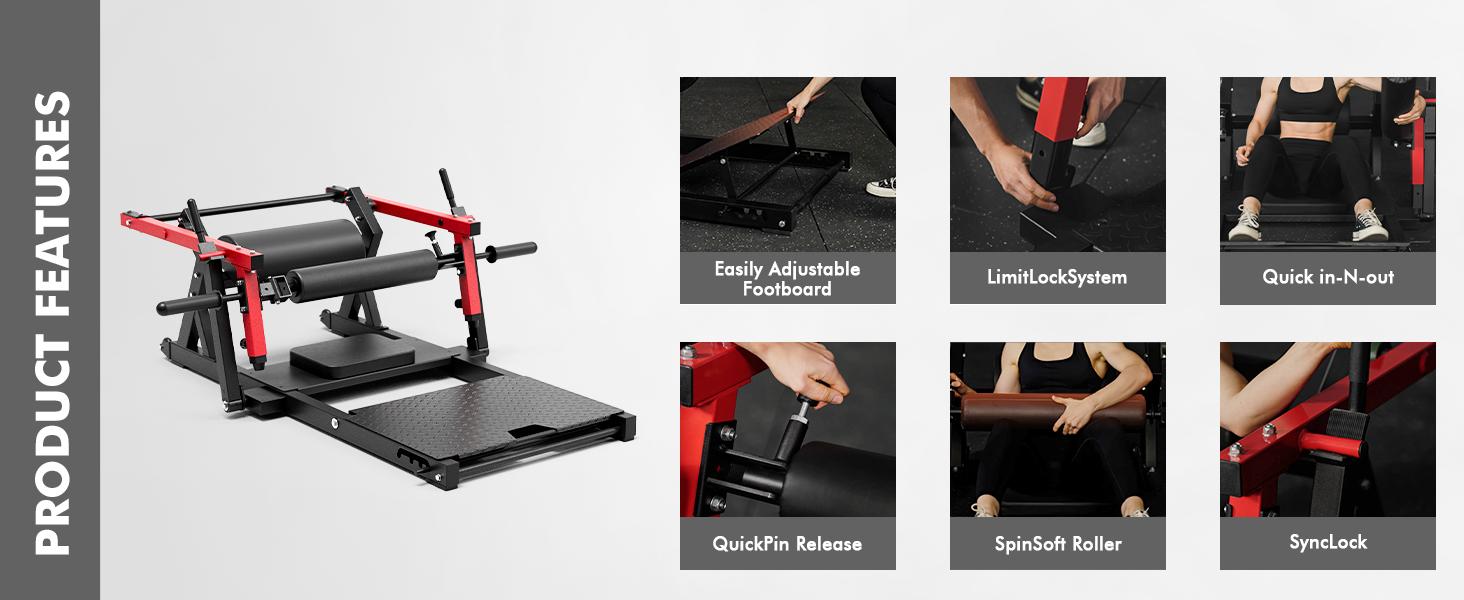 GWMD HRTQ Hip Thrust Machine 800LBS Plate-Loaded Glute Trainer with Adjustable Footboard Home Gym Strength & Glute Training Equipment for Enhanced Comfort & Stability