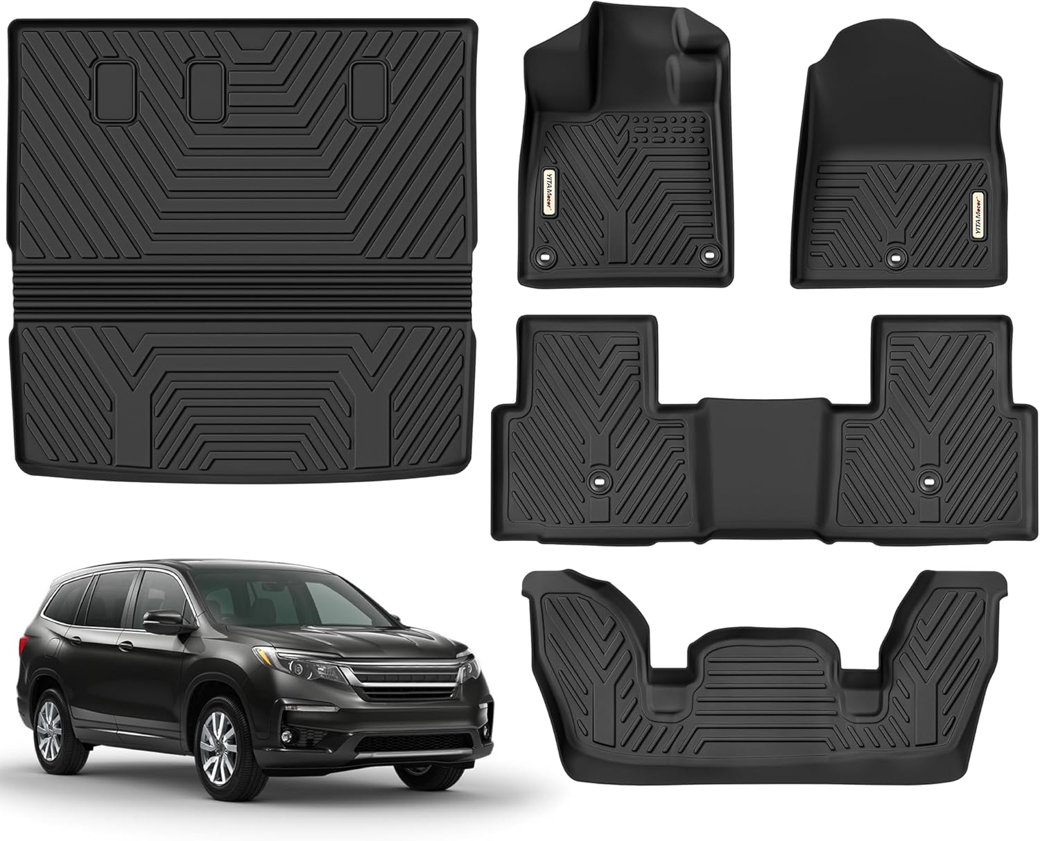 YITAMOTOR Honda Pilot 2025 2024 2023 Compatible with Floor Mats and Trunk Mat with Backrest Mat TPE-LITE,Honda Pilot Car Mats 7/8 Passenger Full Set