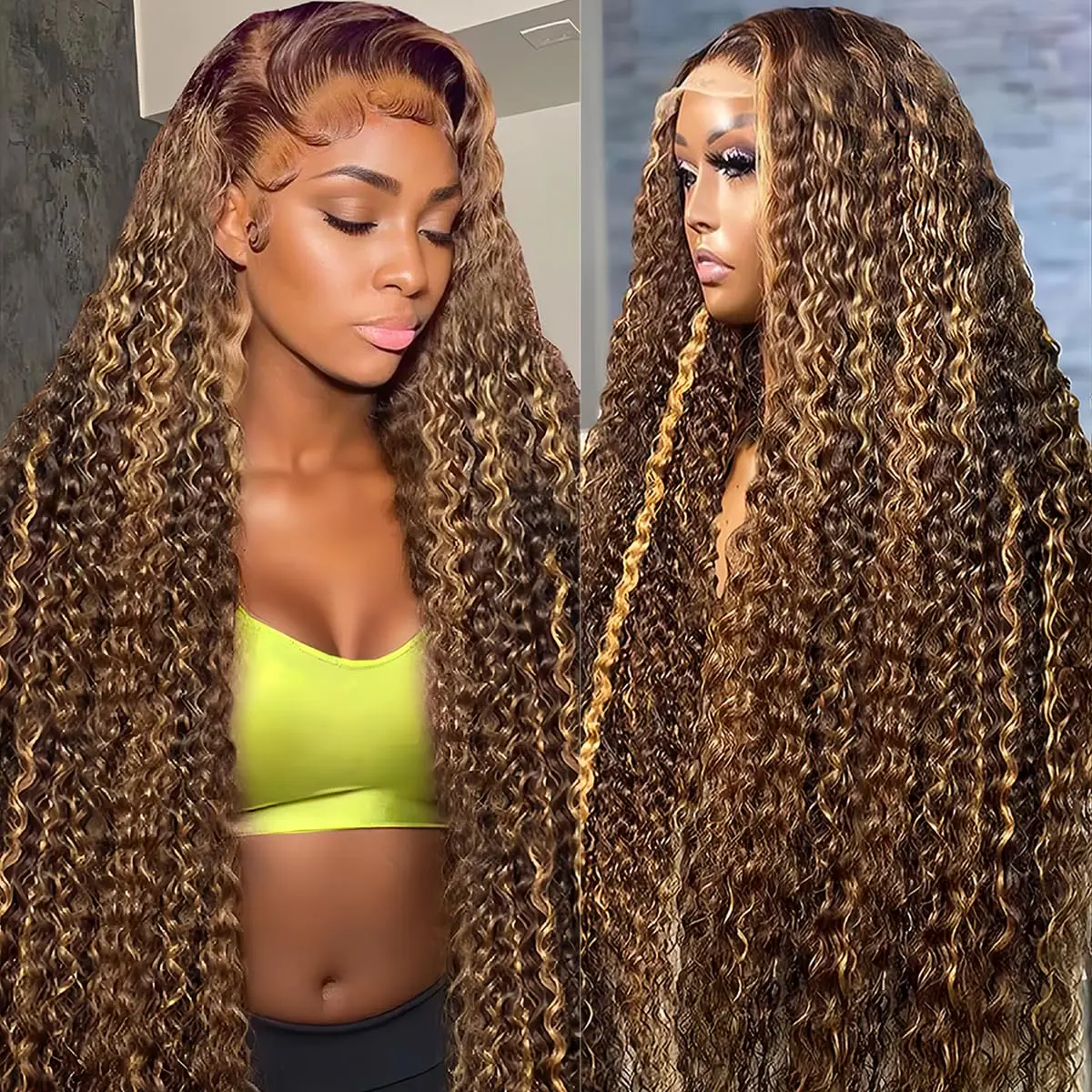 Honey blonde deep wave