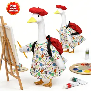 Back to School Porch Goose Outfits for 23'' Garden Statue, White Lawn Goose Clothes Accessories for Outdoor Patio Yard Decoration