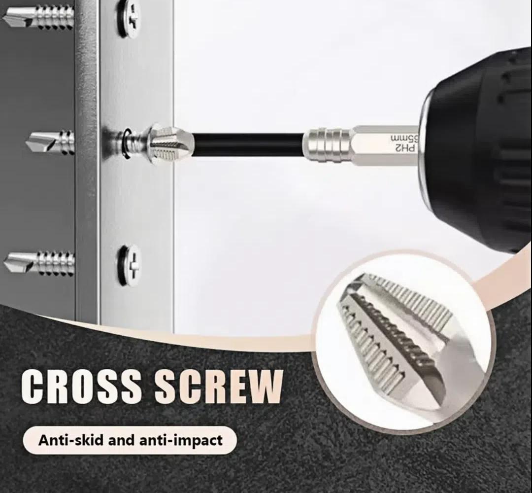 6-piece set-K5 impact-resistant and non-slip cross bit set, strong magnetism, high hardness hand drill screw cutter hexagonal handle bit set