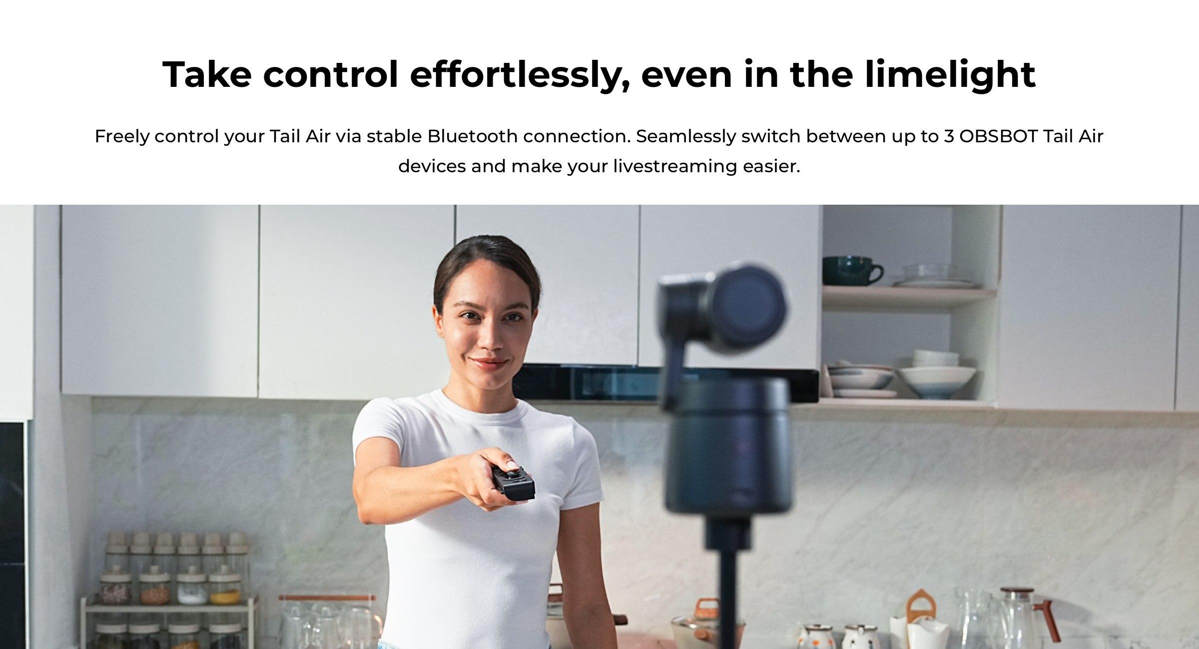 OBSBOT Tail Air Smart Remote Controller, PTZ Control via Gimbal Button or Wrist Movements, Bluetooth Wirelessly Connect up to 3 OBSBOT Tail Air Devices and Control Over Tail Air's Various Features