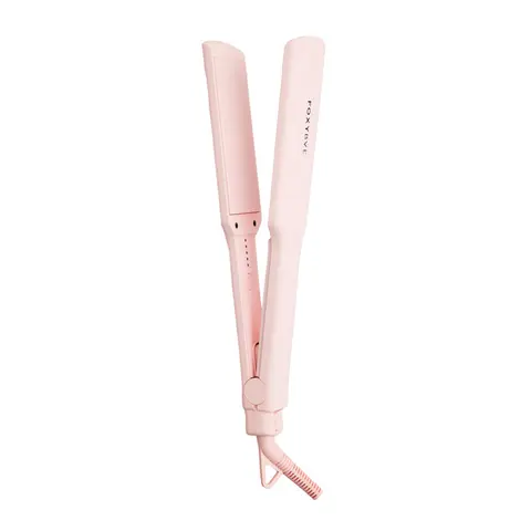 FoxyBae Sleek & Slay 1.75" Wide Plate Ceramic Flat Iron – Professional Hair Straightener – Frizz Control, Fast Heating, Dual Voltage – Blush