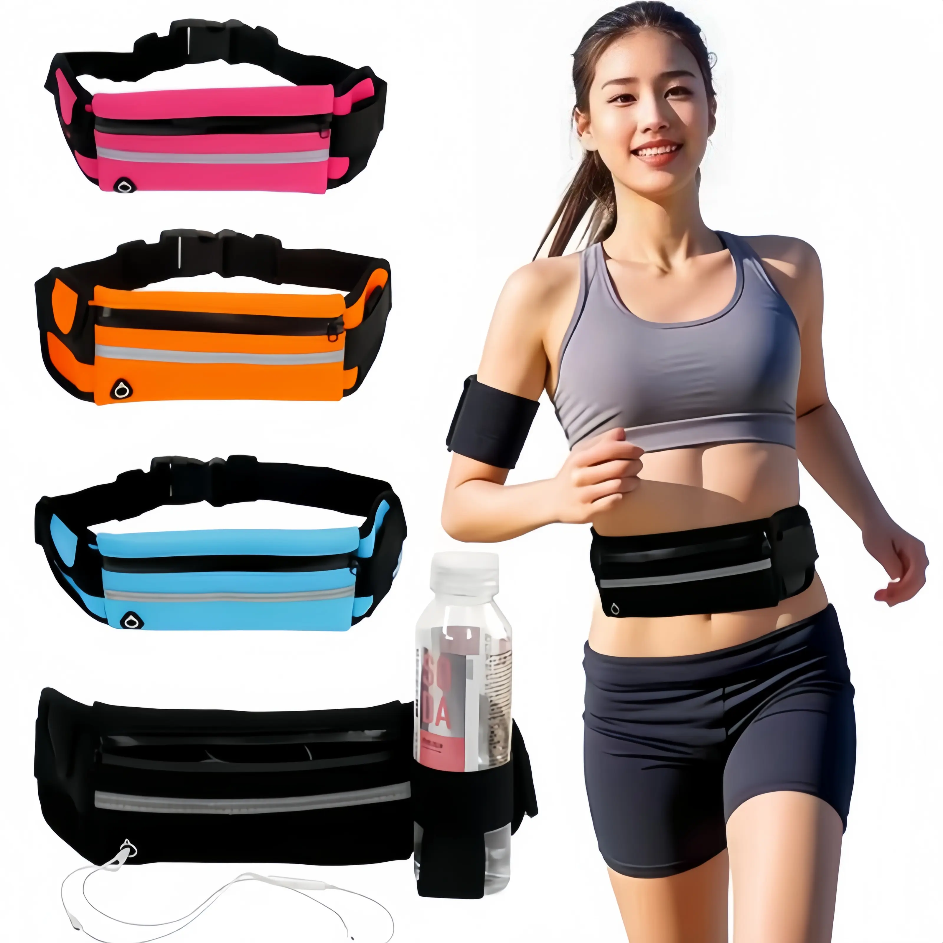 Unisex Elastic Waist Fanny Pack for Adults, Multi-Functional Sports Belt with Phone Holder, Zipper Closure for Hands-Free Running Cycling, Fitness