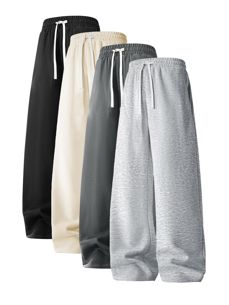 Men's Regular Fit Drawstring Casual Pants - Soft and slightly stretchy fabric, comfortable and breathable, drawstring waist adjustment, solid color, perfect for outdoor sports and fitness activities in spring and summer
