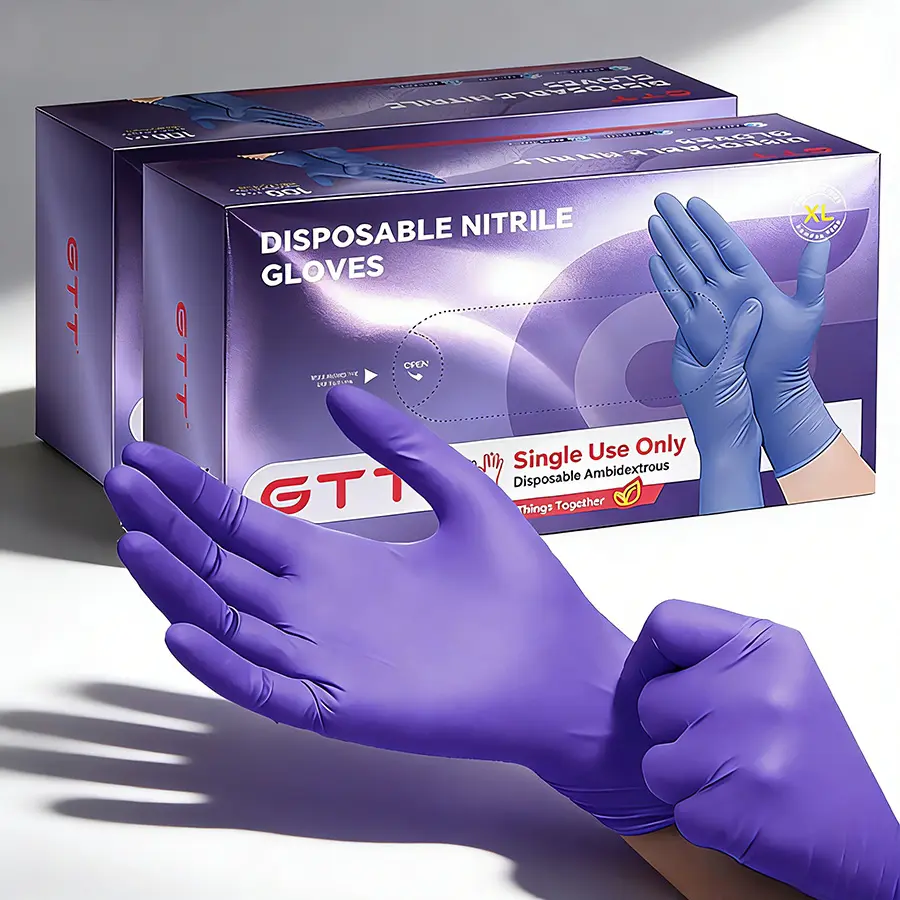 GTT Disposable Nitrile Exam Gloves, 200Pcs 5.5mil Heavy-Duty Violet/Black Powder-Free Gloves - Chemical-Resistant, Non-Slip, Skin-Safe for Medical, Cleaning Use, Nitrile Gloves