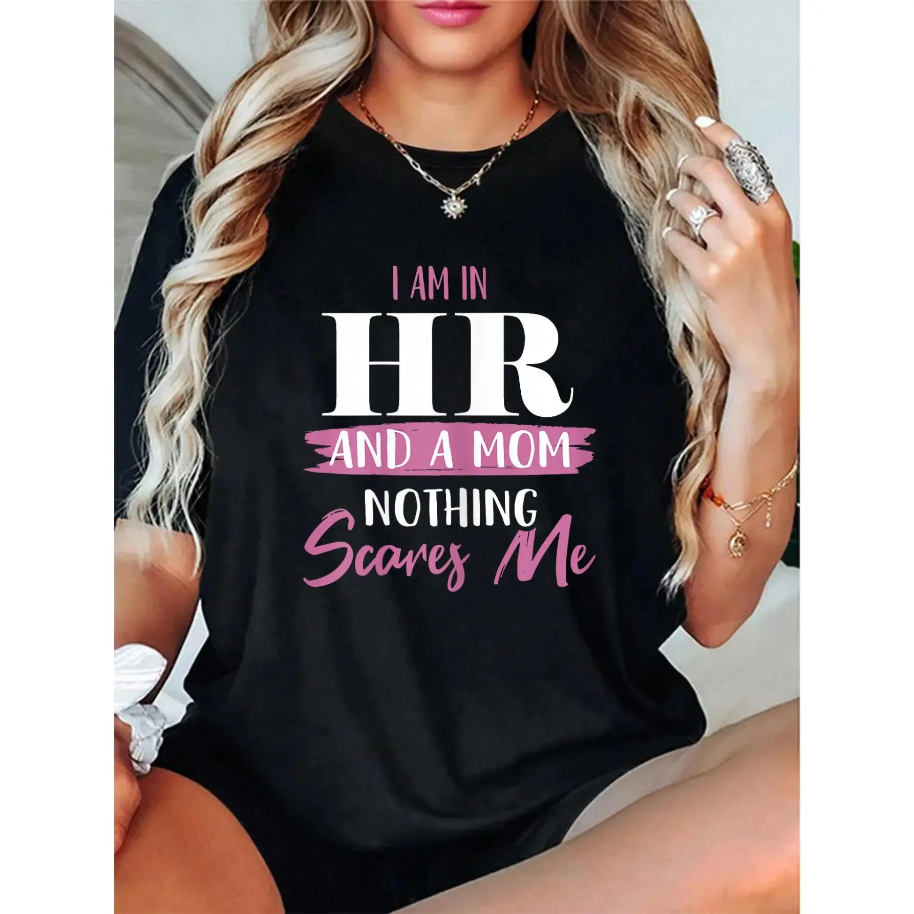 100% Cotton Unisex HR Mom Giftz and More Womens Funny HR Mom Shirt Human Resources HR Lady HR Mom Gift T-Shirt Casual Fashion Top