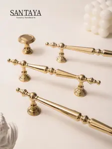 Santaya Brass Kitchen Cabinet Handle PVD Gold Pull Wardrobe Handle Dresser Drawer Knob Luxury Furniture Accessories