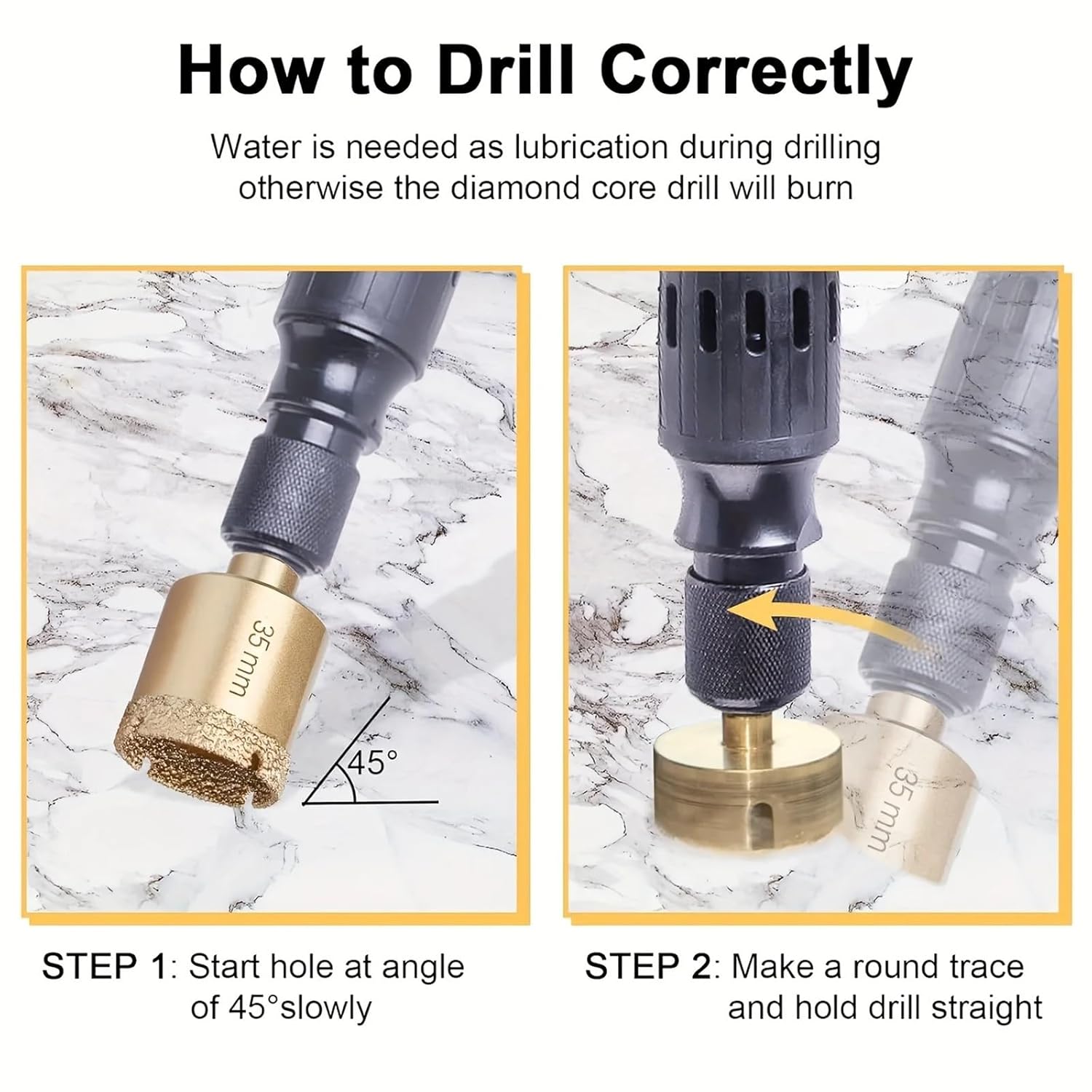 12pcs Diamond Drill Bit Set for Glass, Marble & Stone - 6-35mm Hole Saw Kit with Hand Tools, Granite, Tile, Ceramic