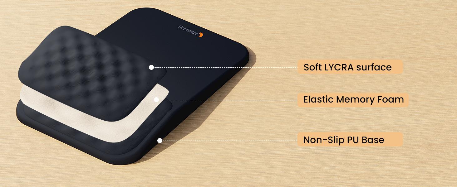 ProtoArc Mouse Pad, MP50 Ergonomic Mouse Mat with Wrist Support Massage Design for Pain Reilef, Non-Slip Rubber Base, Waterproof, Soft Memory Foam, Mousepad for Computer Mouse, Laptop, Office, Desk Gadgets, Husband Gifts