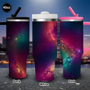 1 pc 40 oz Vibrant Cosmic Galaxy Tumbler with lid and straw, winter insulated travel mug, gift for women and men, ideal for Valentine’s Day, Easter, birthday gifts, iced/hot coffee cup