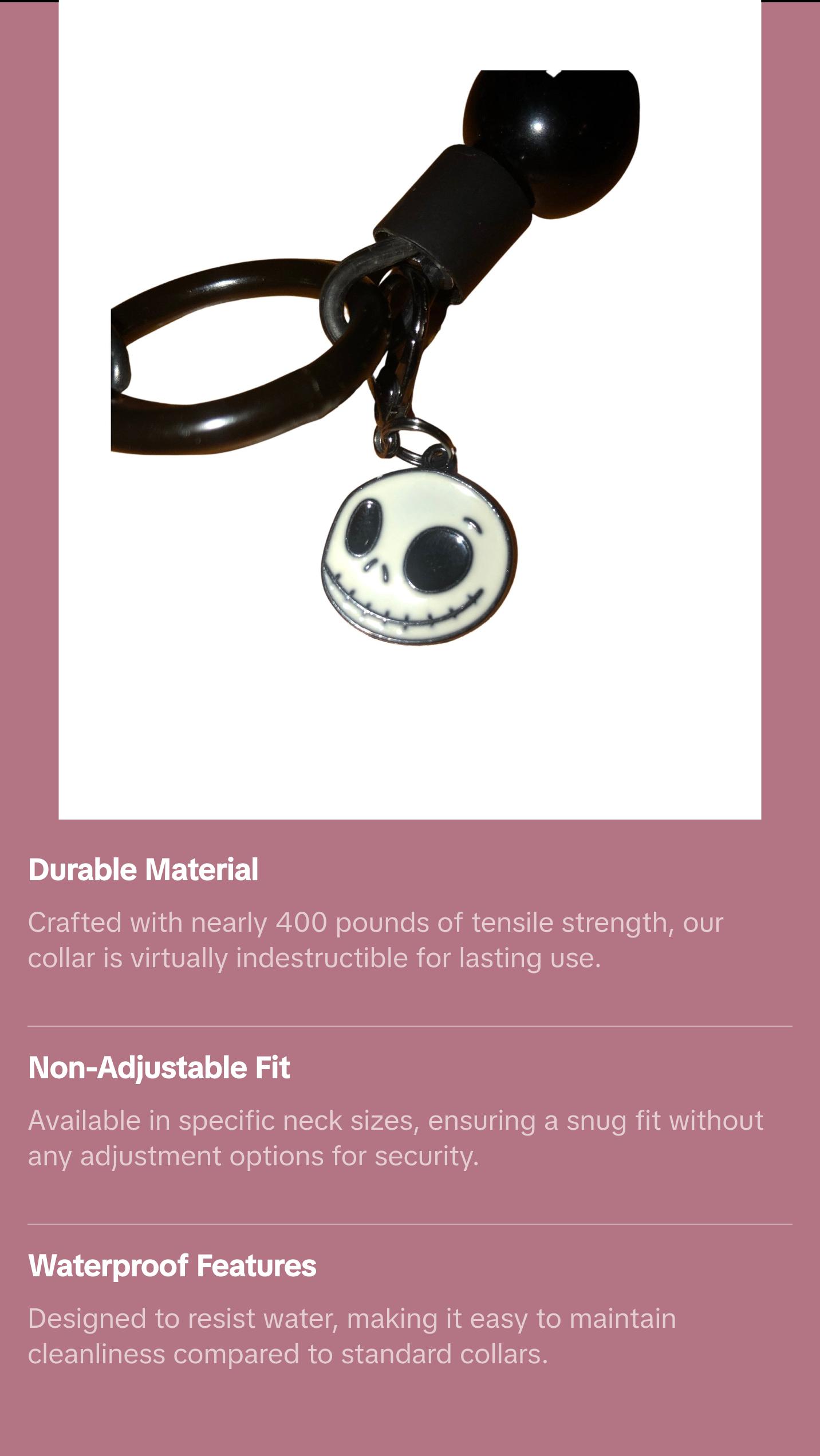 Skelly Beaded Dog Collar | Durable Dog Necklace | Halloween Jewelry for Dogs | Black Solids & Jack Matte Pearls