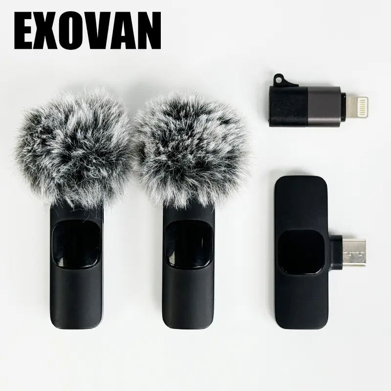 Wireless mini Microphone for iPhone/Smartphone, 2 Mini Lapel Microphones with Clearer Audio for Video Recording, Interview, Vlog，Noise Reduction Device Noise Cancellation Stereo Wireless vlogging tools handheld high quality audio