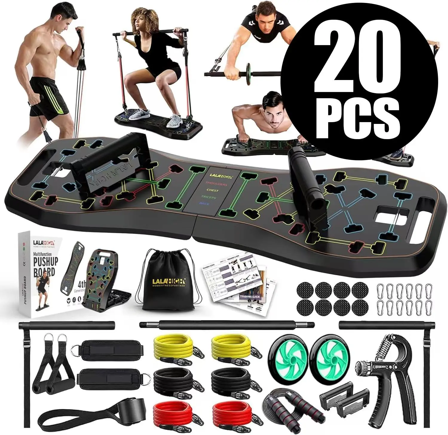 LALAHIGH Portable At Home Gym Equipment: Push Up Board for Abs Strengthening, Broad Shoulder Development, and Strength Building, Ideal for Men's Fitness