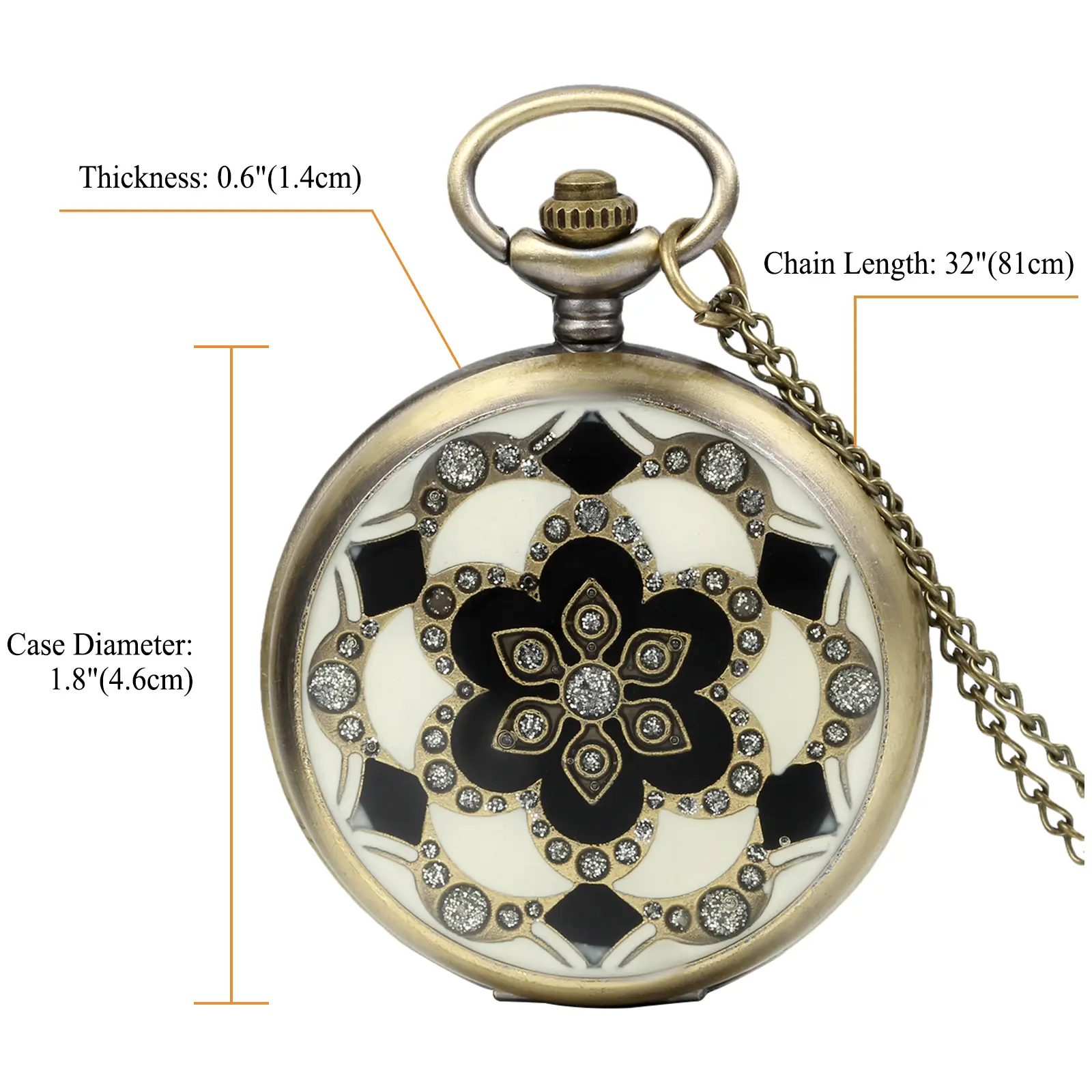 OIDEA Sakura Drip Art Pendant Watch, Japanese-Inspired Bronze-Tone Alloy Case with Analog Quartz Movement, 32-in Long Chain, Unique Gift for Floral Lovers, Analog Quartz Watches, Sakura Drip Art Dial, Quartz Drive