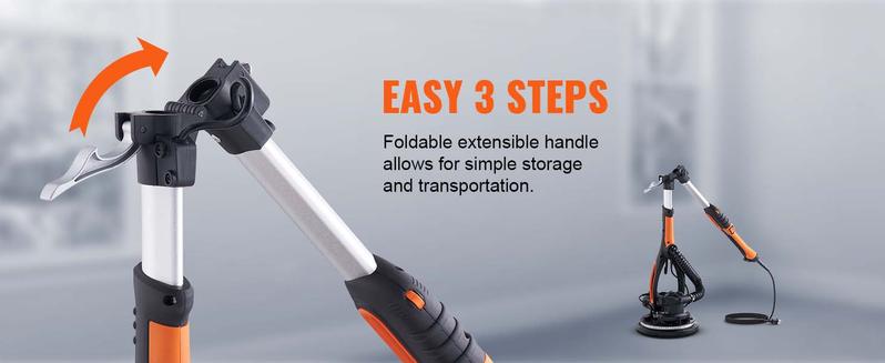 VEVOR Electric Drywall Sander 900W, Self-Suction & Variable Speed 800-1800 RPM, Foldable Handle & Self-Suction, with LED Strip Light and Vacuum Bag Power Tool  VEVOR Super Brand Day